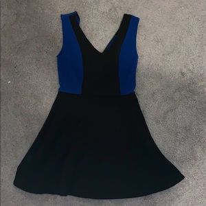 Black and blue skater dress